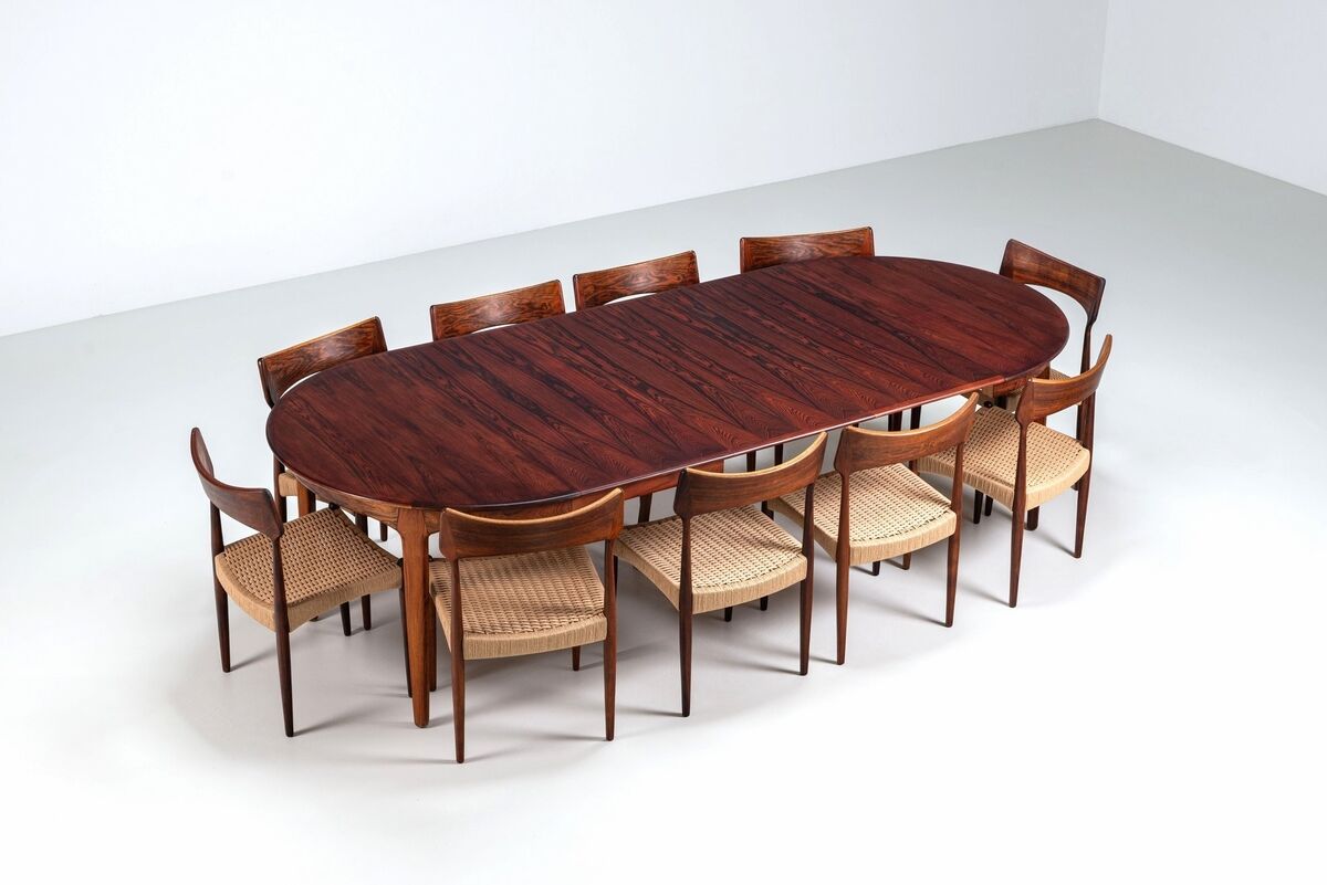 Henning Kjaernulf dining table in rosewood Soro Stole Denmark 1960