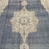 6x10 Navy Blue Turkish Vintage Rug, 193x315Cm