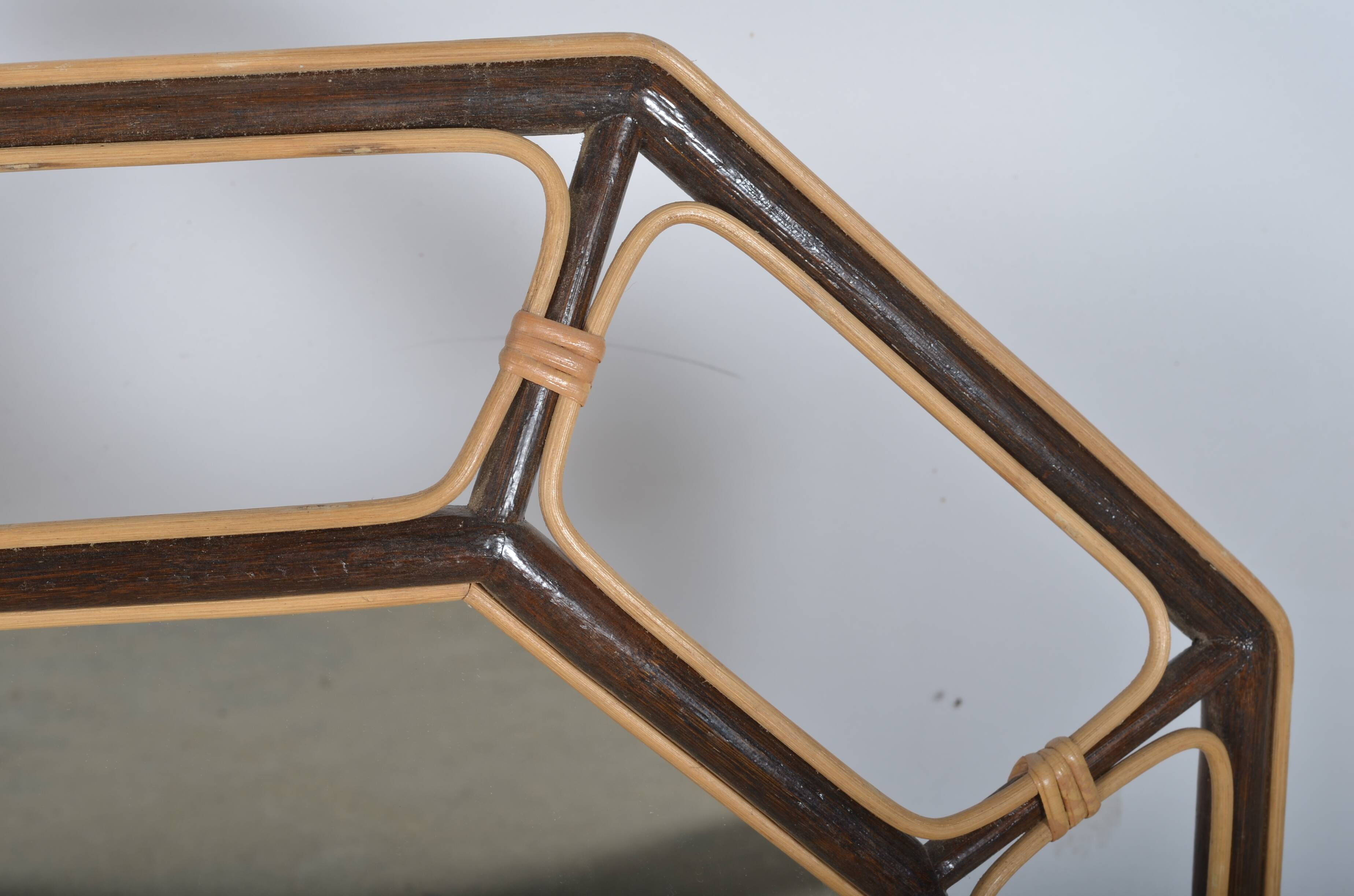 octagonal rattan mirror