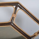 miroir en rotin octogonal