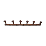 Old rustic wooden coat rack turned in imitation of bamboo 1900, 6 hooks
