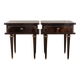 Pair of Louis XVI style bedside tables in dark wood.