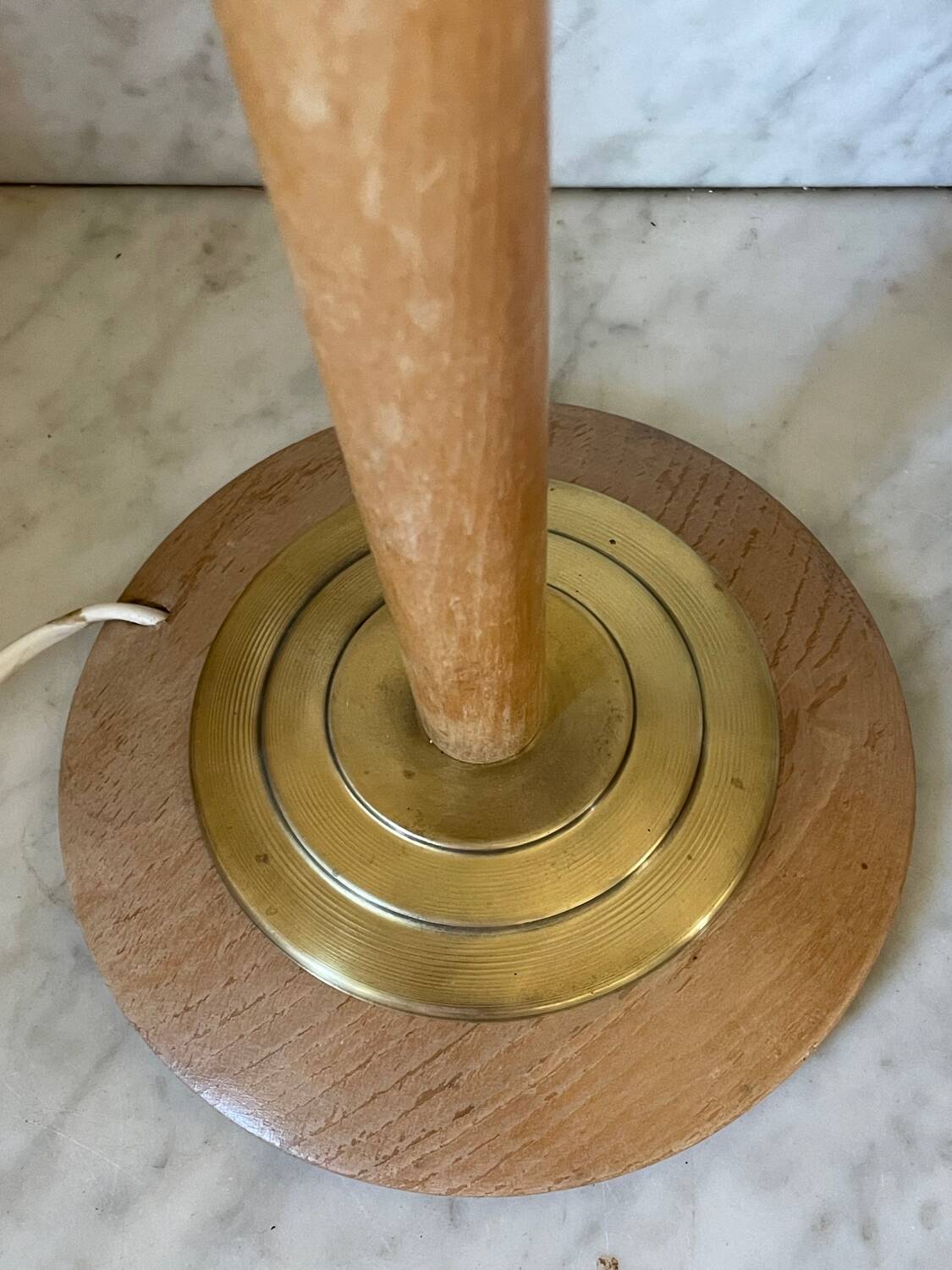 Pied de lampe hêtre et laiton style Mazda