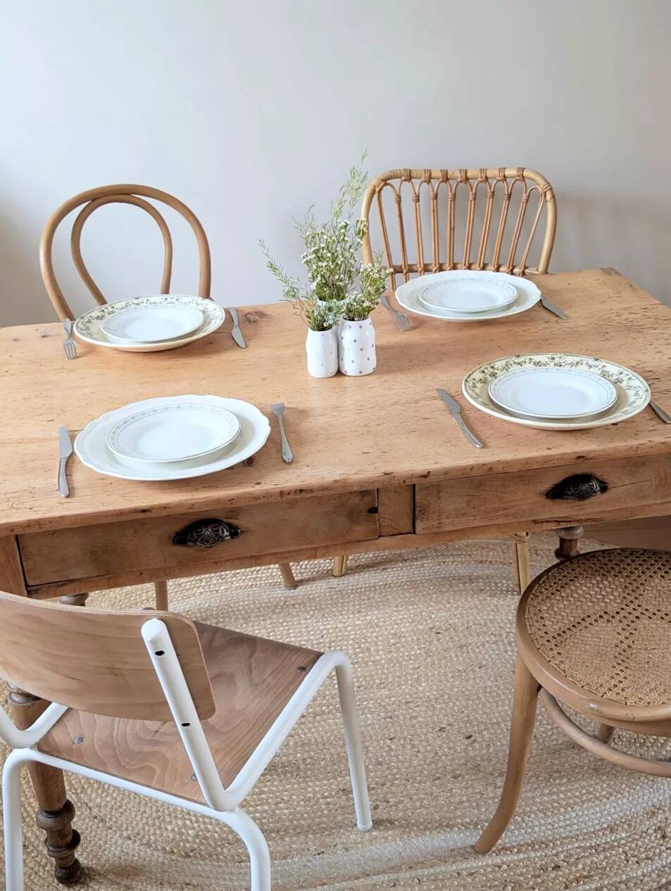 Renovated solid wood farmhouse table