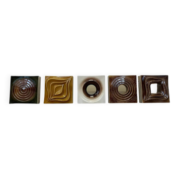 Unique design ceramic tiles / Czechoslovakia, 1960s, never used, 23 pieces