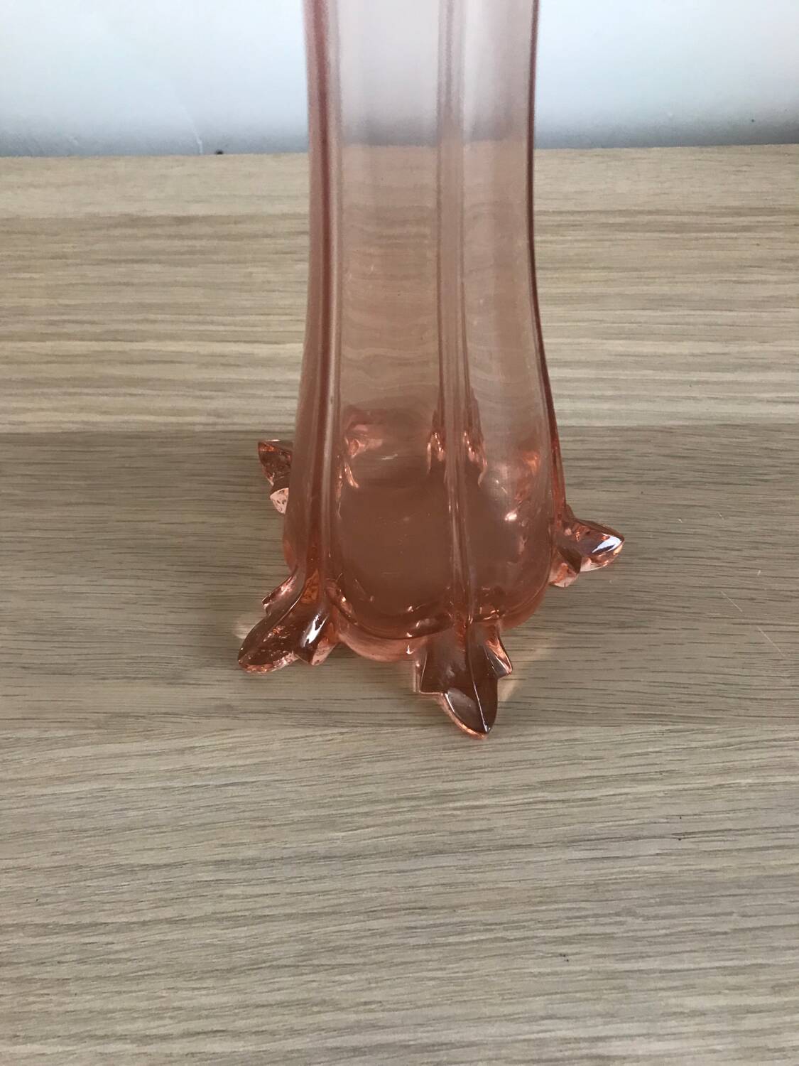 Large 50cm pink glass art deco soliflore