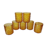 7 amber vintage pernod glasses