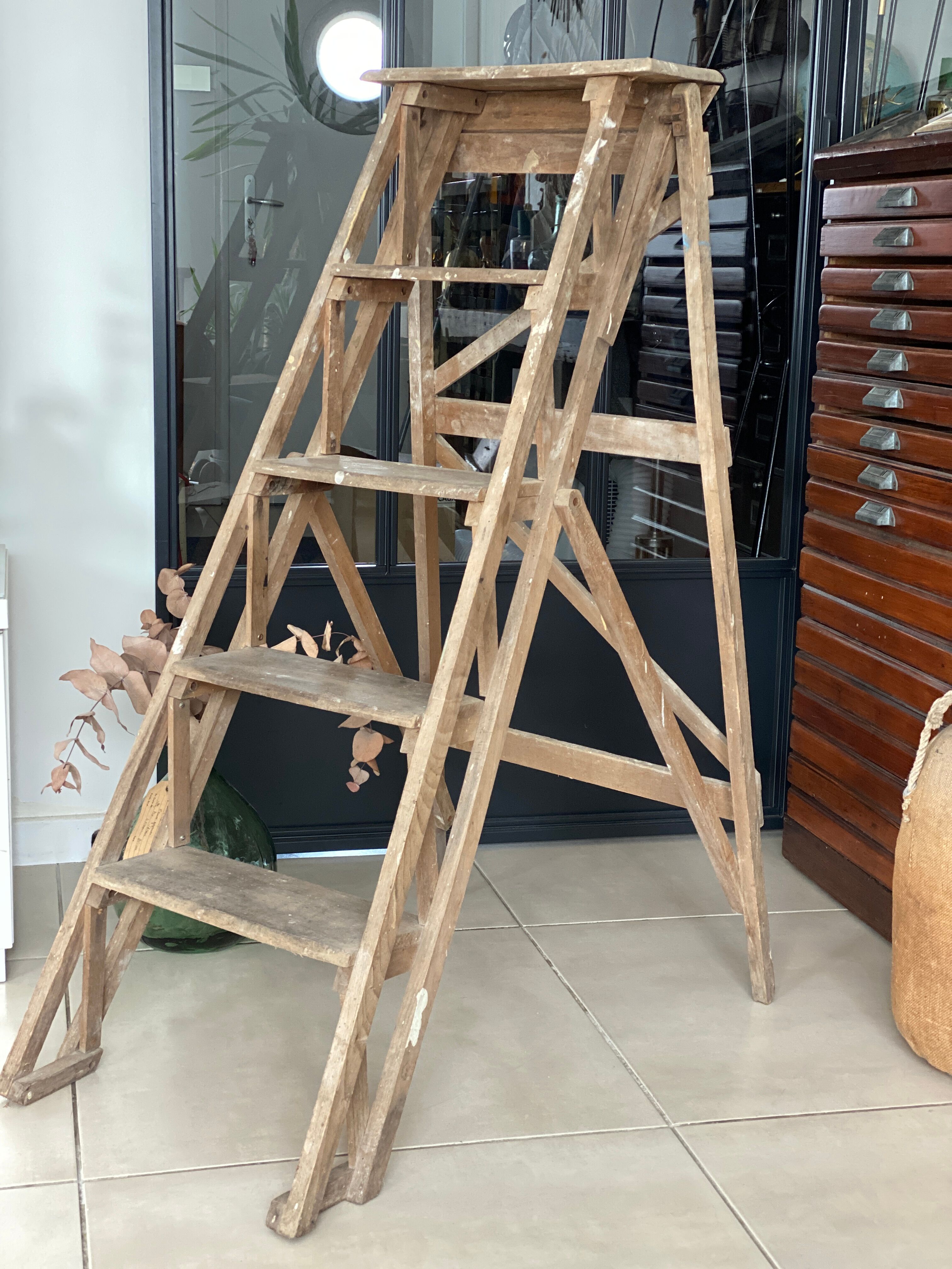 Vintage wood stepladder