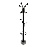 Black metal parrot coat rack on marble base