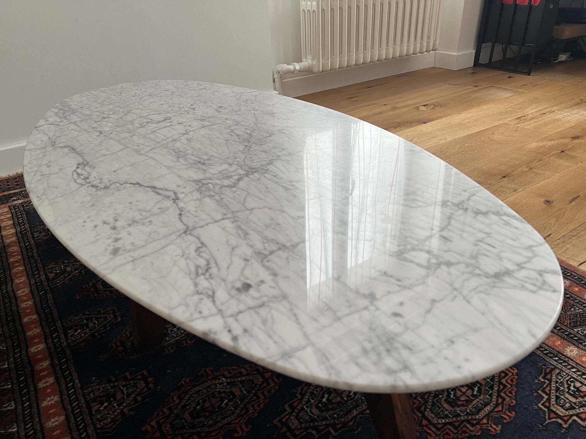 Marble and rosewood coffee table, designed by Hugues Poignant for Roche Bobois