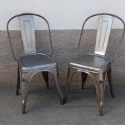 Pair of grey metal chairs