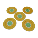 Assiettes a dessert jaune et verte