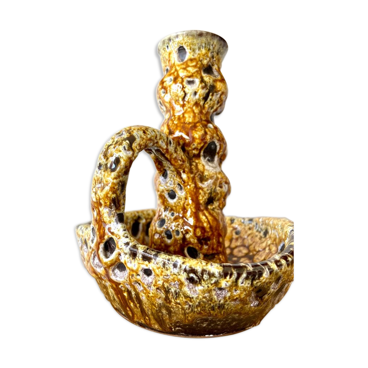 Enamelled ceramic candle holder