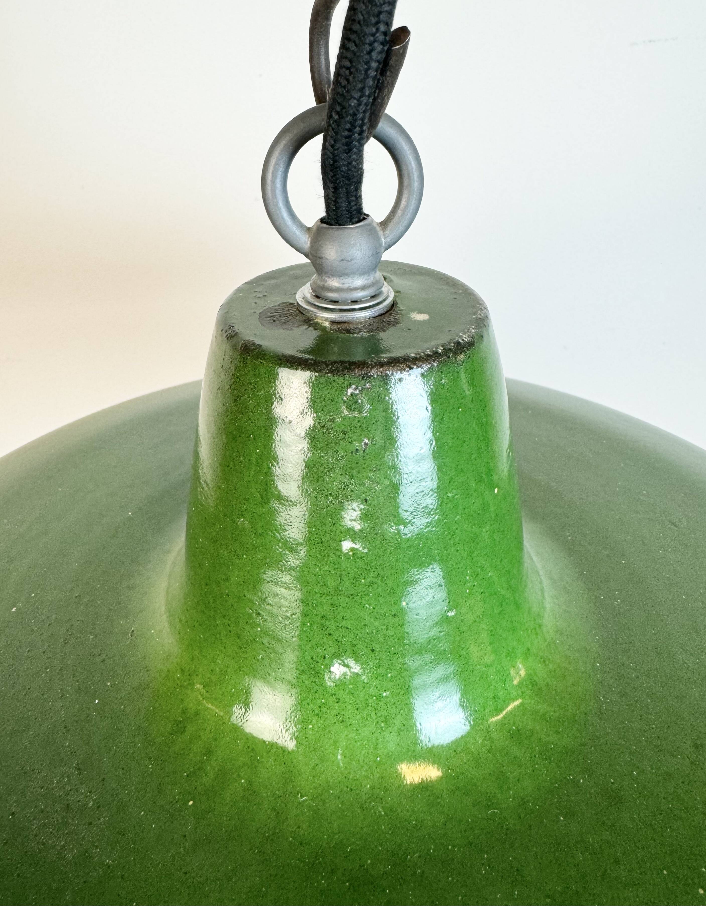 Industrial Green Enamel Factory Pendant Lamp, 1960s