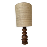 1950s turned oak wood table lamp