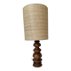 1950s turned oak wood table lamp
