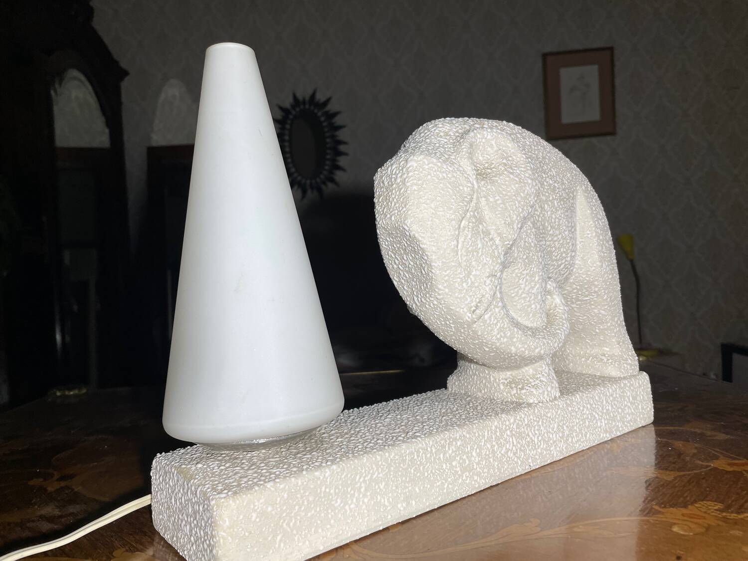 Art Deco Cubist Lamp – Primavera Workshop, Printemps. Vintage design with elephant
