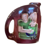 Ceramic pitcher, freemasonry, rene boschmans for coceram, ca 1950