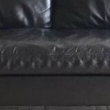 Canapé en cuir noir haut de gamme, Canapé Ligne Roset modèle Stricto Sensu