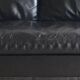 High-end black leather sofa, Ligne Roset model Stricto Sensu.