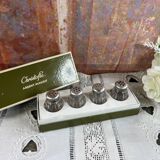 Christofle box of 4 solid silver salt pots