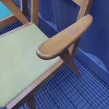 2 armchairs, 2 chairs 50s wooden