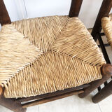 Pair of straw brutalist chairs, 1970