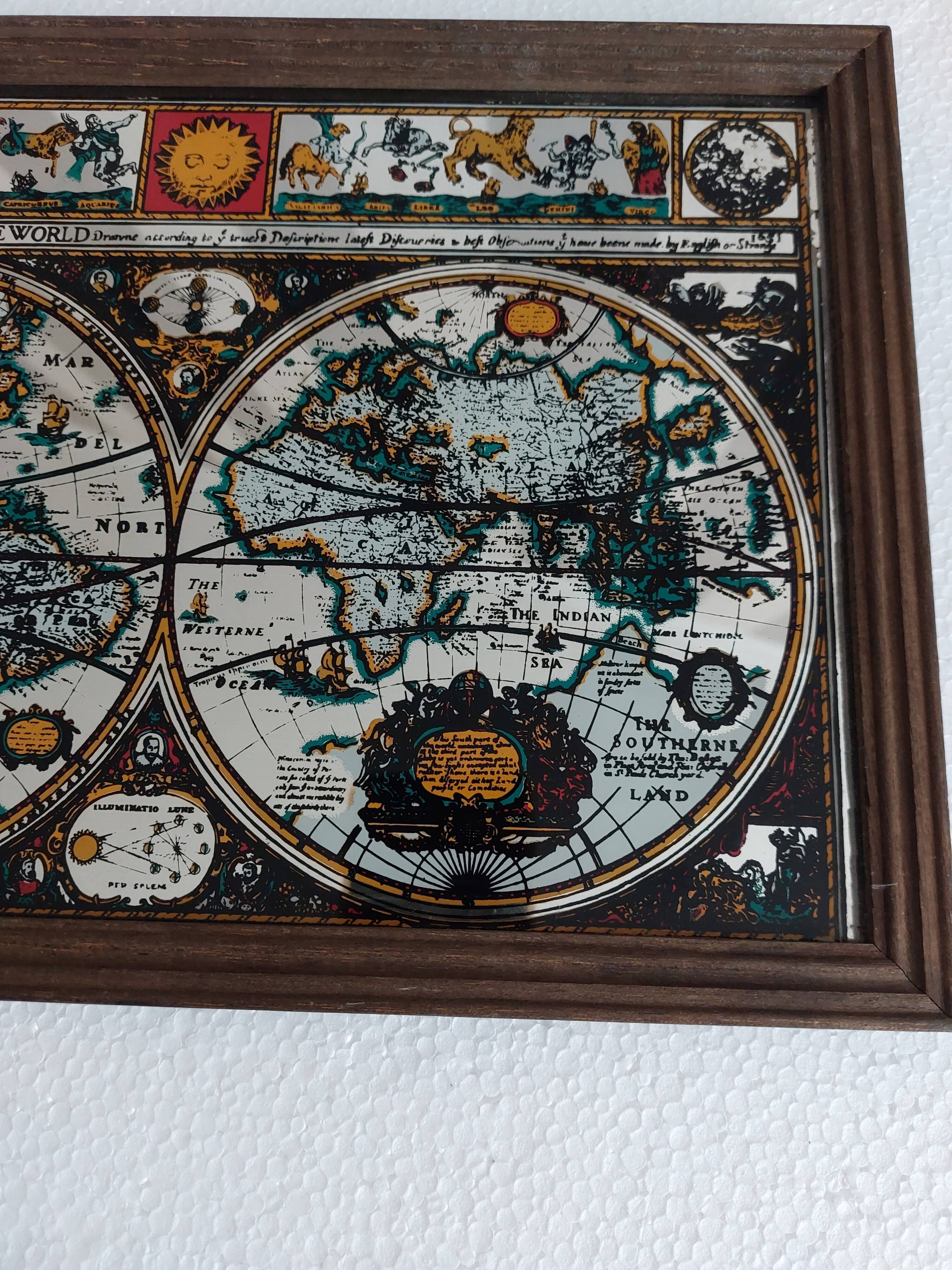 Vintage world map mirror board