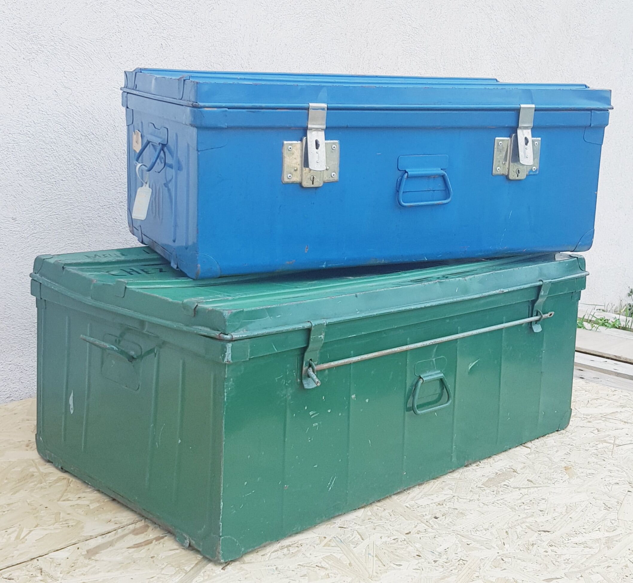 Military green metal trunk