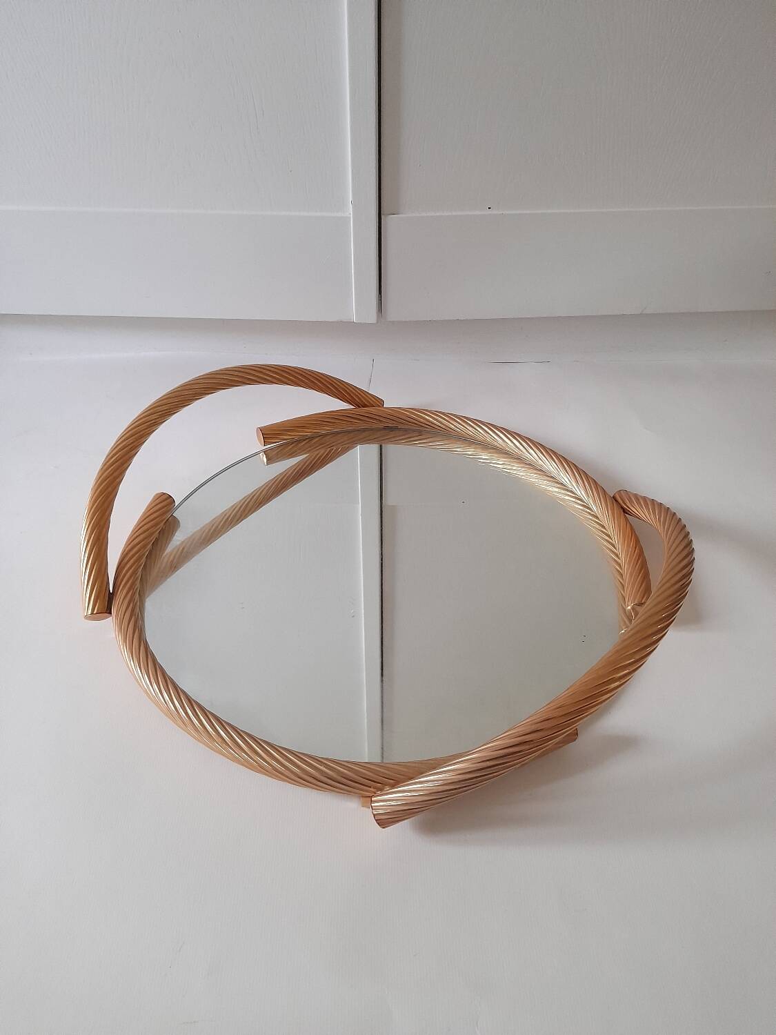 Brass Milano mirror tray and rope-like handles