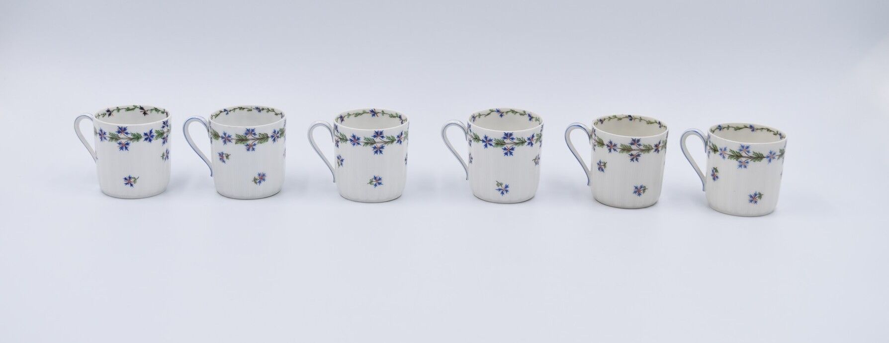 6 cups and saucers porcelain Haviland Limoges barbed-wire décor