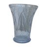 Blue glass vase pattern foliage art deco