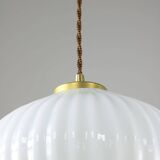 Vintage Opaline & Brass Pendant Lamp