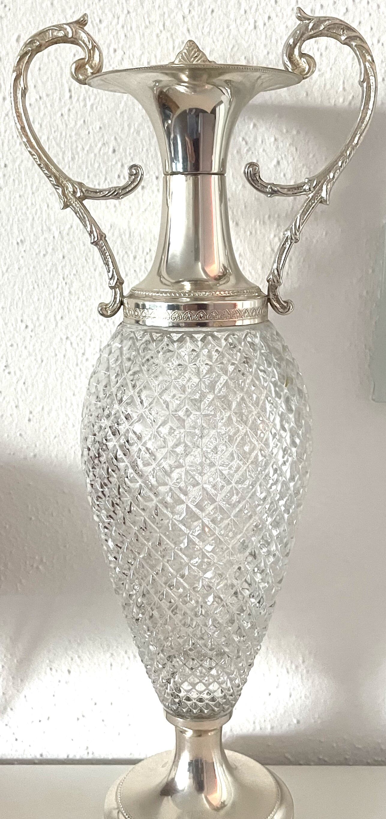 Vase glass and silver metal, Italy 1960