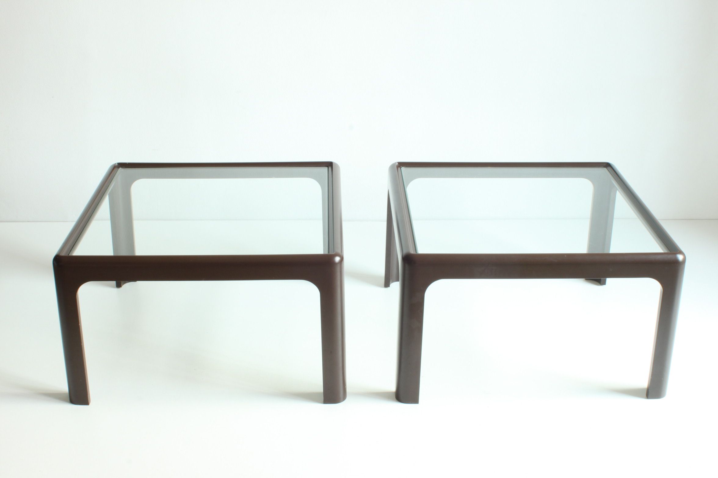 Baydur and glass side tables by Peter Ghyczy for Bayer, Germany 1970s, set of2.