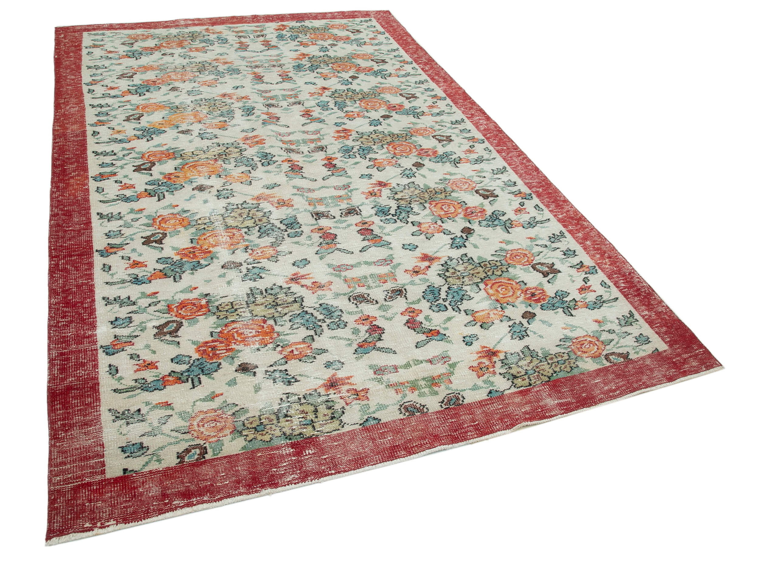 Handmade antique oriental beige rug 188 cm x 295 cm