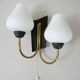 Vintage wall lamp 1950 brass, metal & glass