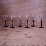 6 Verres cocktail à pied noirs Luminarc vintage