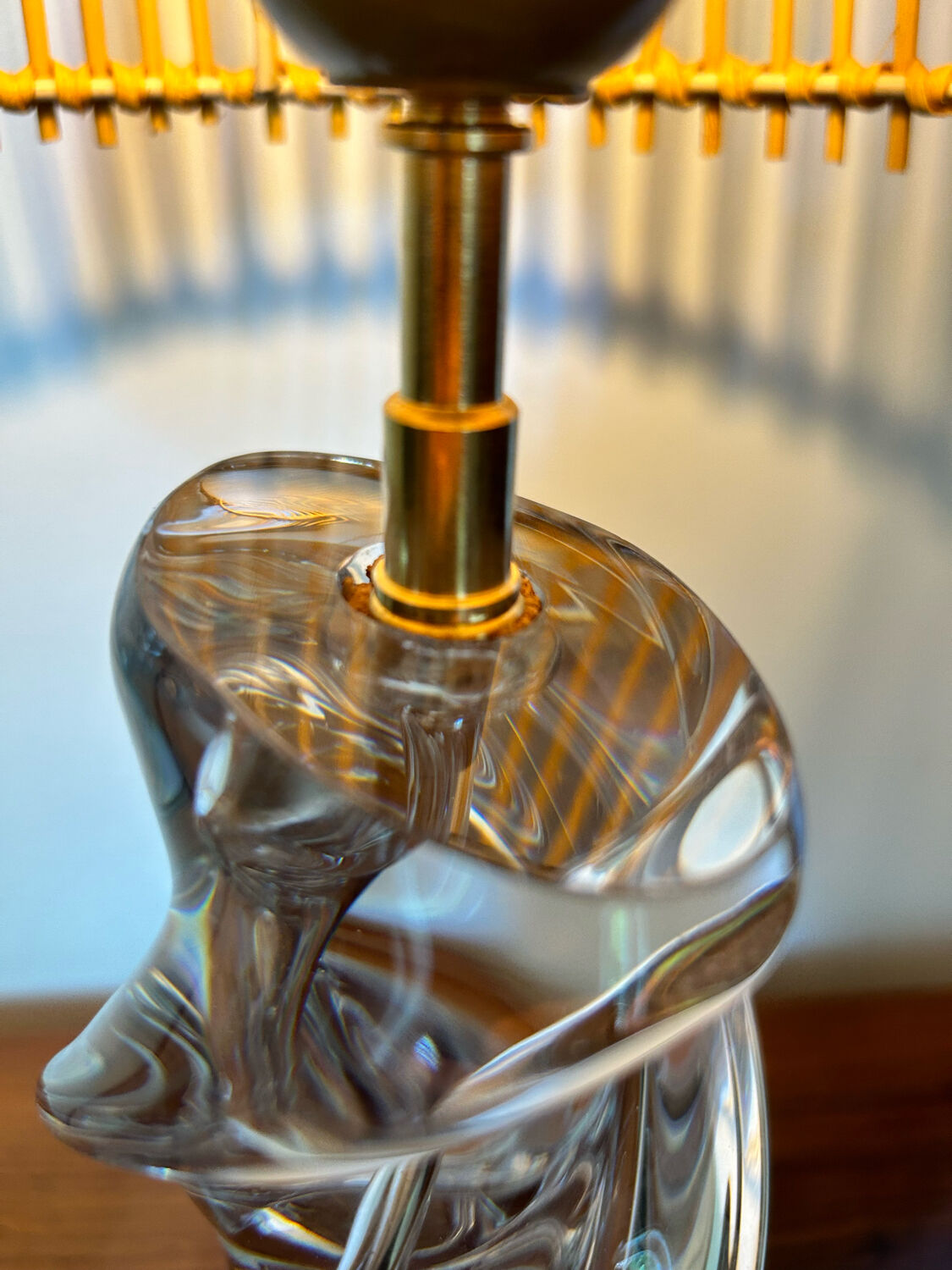 Vintage crystal and rattan lamp