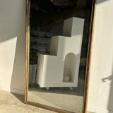 Large gilded mirror 19th century rounded corners mercury glass Louis XVI style