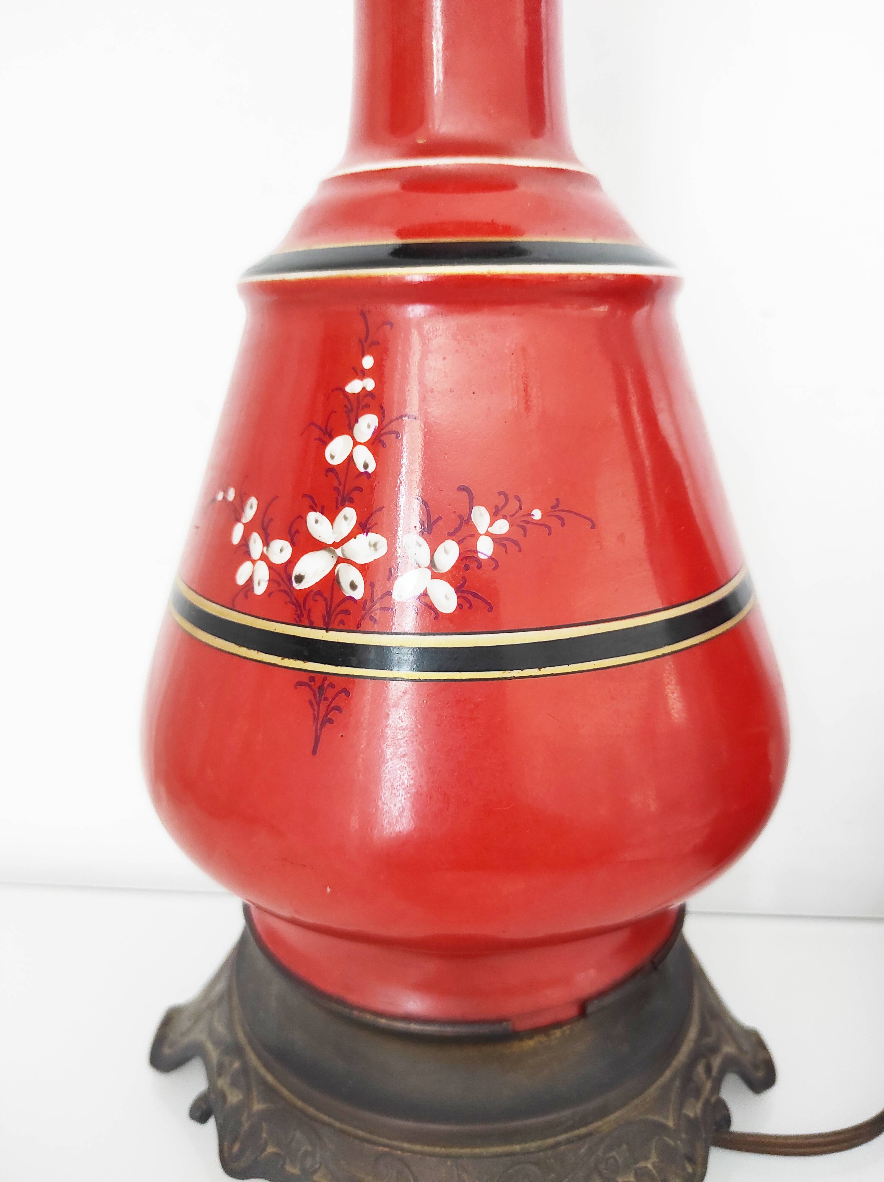 Paire de pieds de lampe rouges, 1900