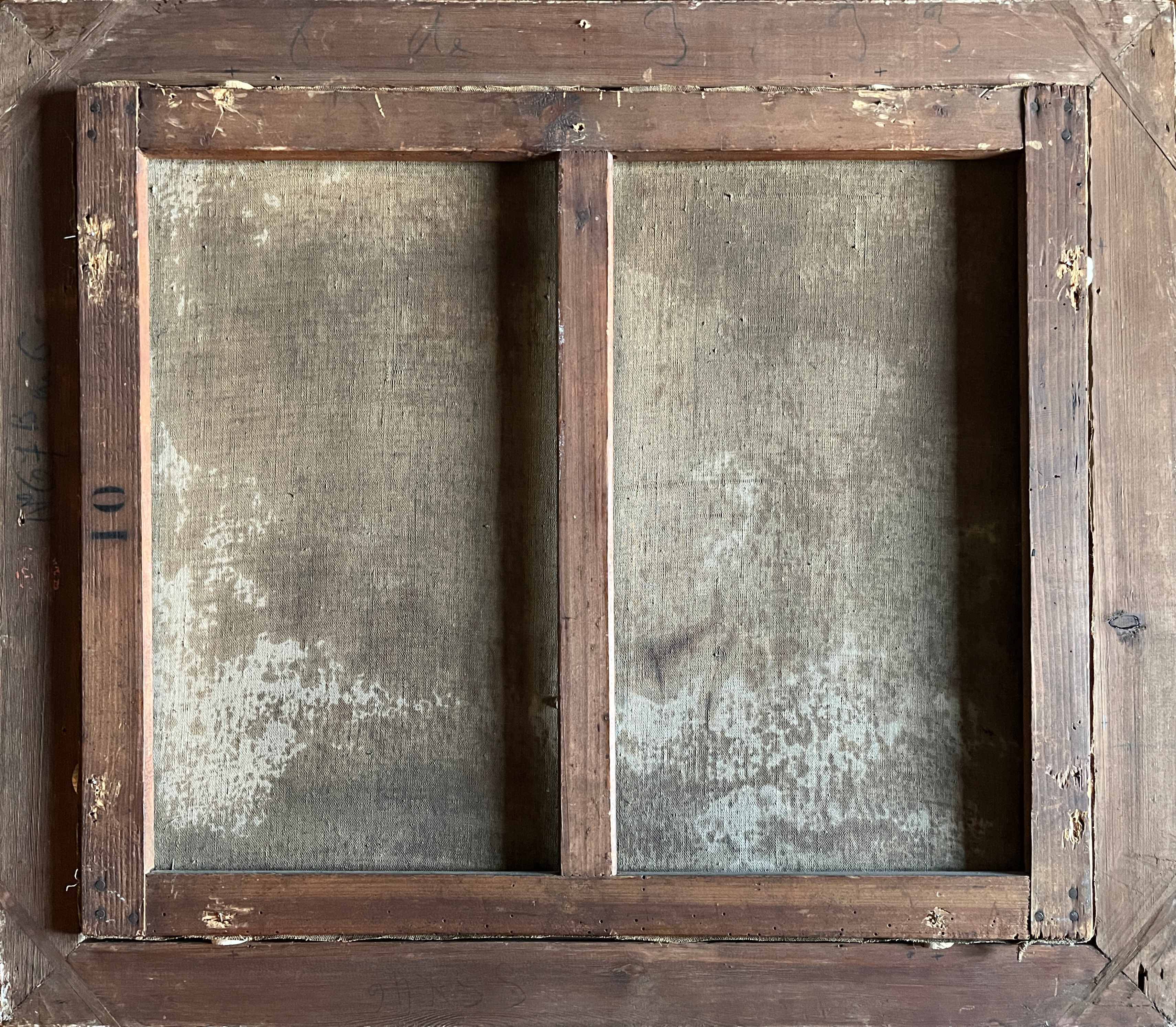 HST painting "Landscape with fishermen" 1898 signed Lion + frame