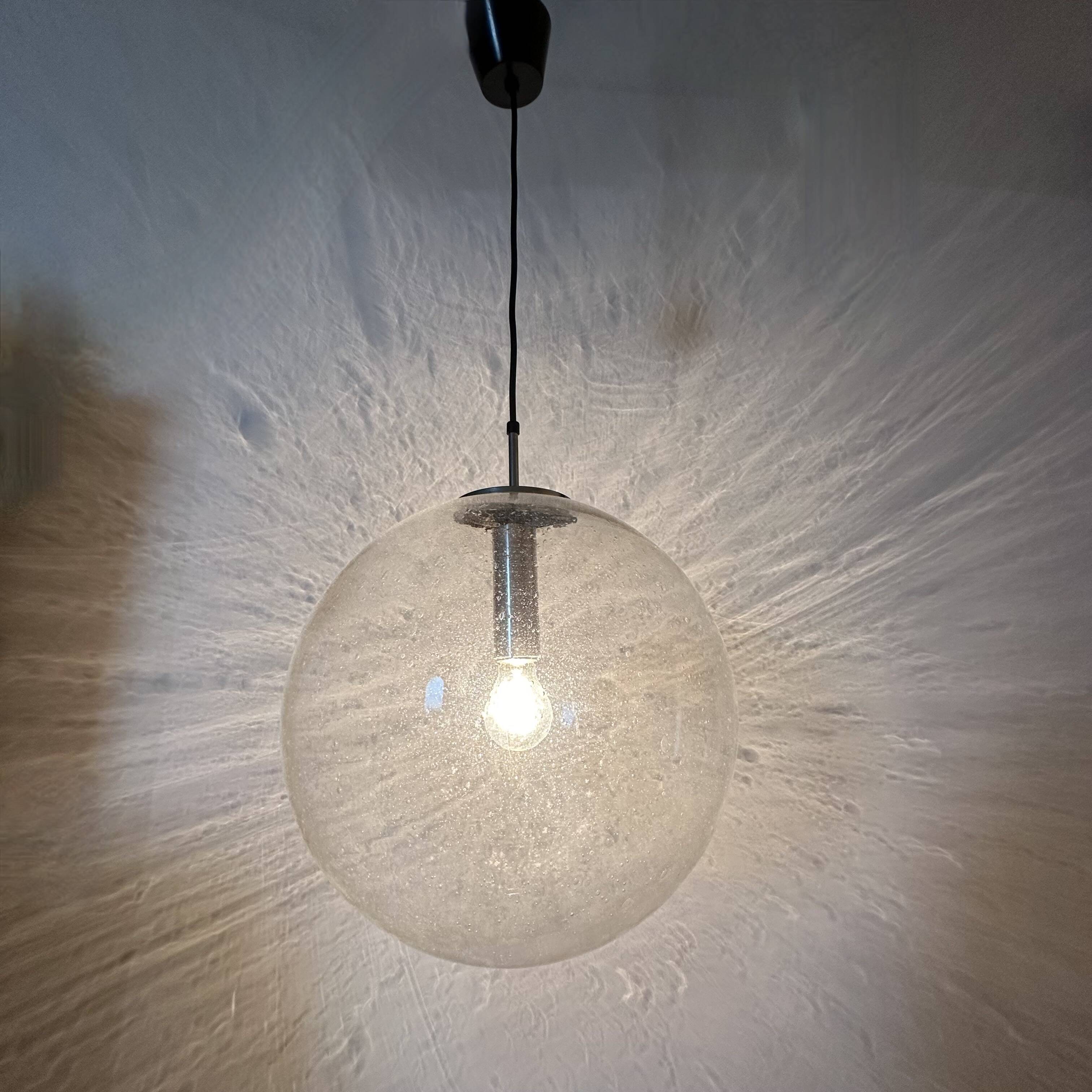 Large Limburg Glashütte hanging lamp globe 1970s Germany