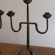 Pair of brutalist bronze candelabra, 1960s