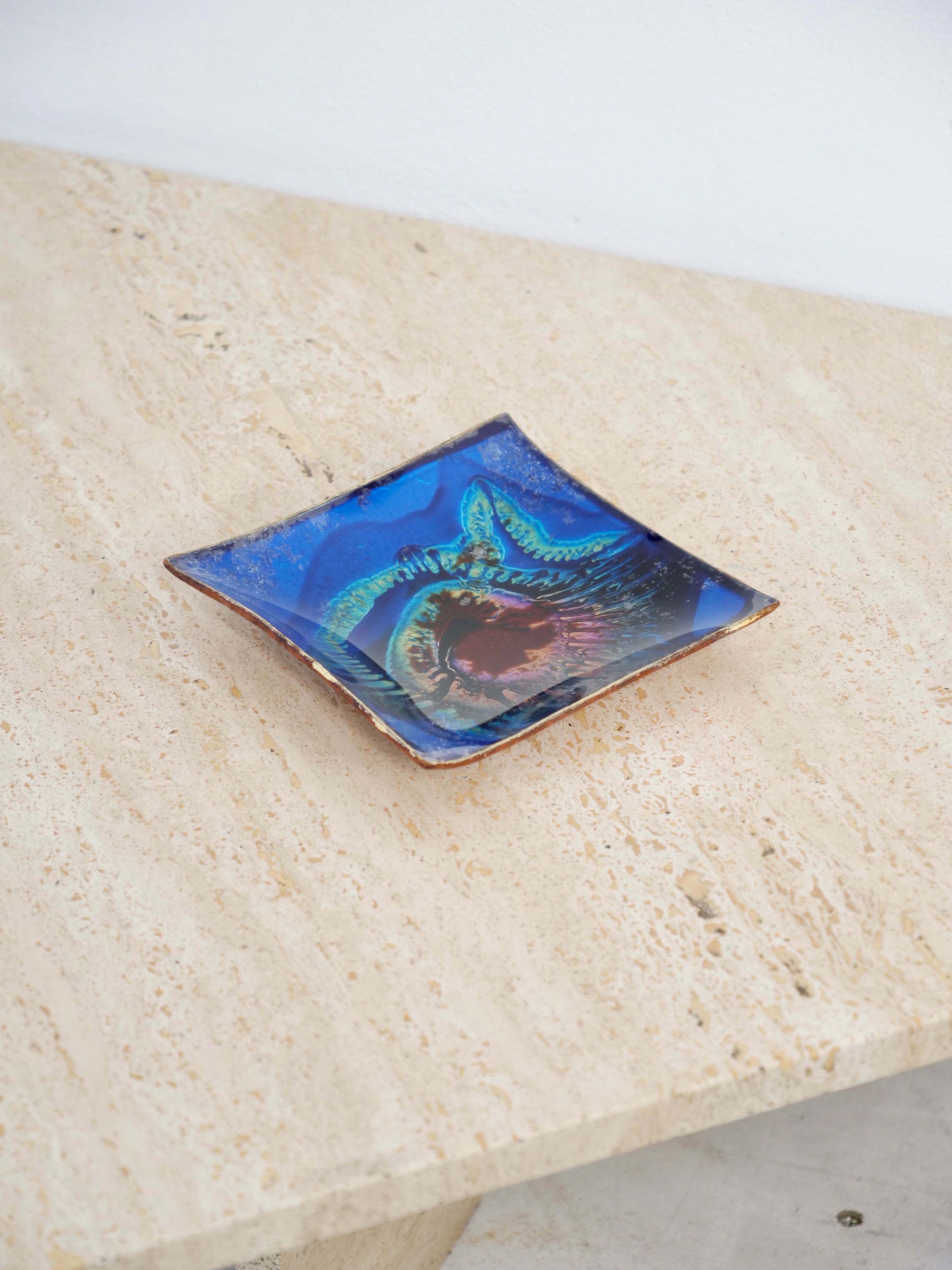 Psychedelic enamelled leather catchall tray