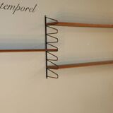 Vintage modular wall shelf in wood and metal, 1950s