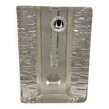 Vase rectangulaire en verre « solifleur » Pukeberg Walther Glass à une tige.