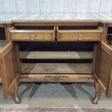 SOUBRIER Chippendale sideboard in oak, elm burl and marble