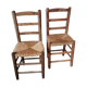 St of 2 raw wood and straw chairs