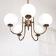 Vintage Italian Brass and Opaline Chandelier in Copper Color, 70s